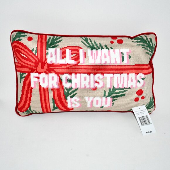 Furbish Holiday Collection All I Want Needlepoint Pillow...